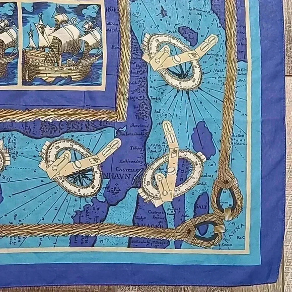 Nautical Theme Blue & Tuquoise Vintage Scarf - Picture 2 of 5